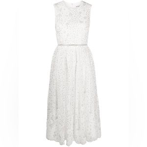 Self Portrait white beaded sequin midi dress
